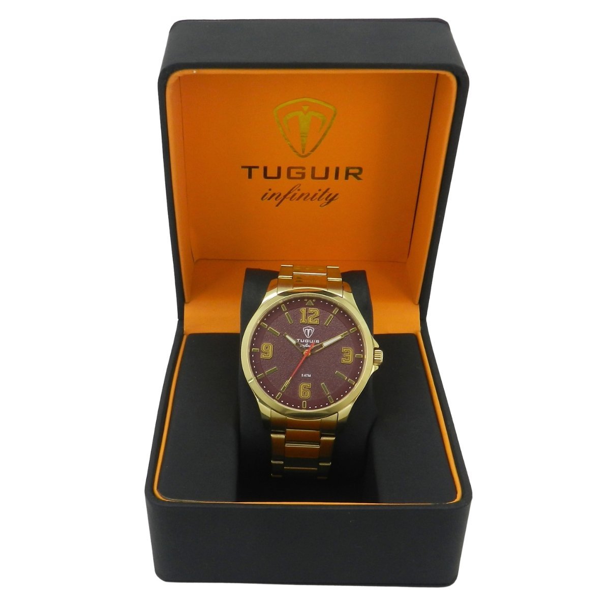 Relógio Masculino de Aço Tuguir Analógico Infinity TGI37242 Dourado  e Vermelho Dourado 2