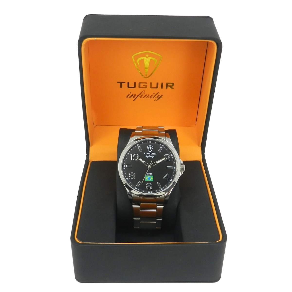 Relógio Masculino de Aço Tuguir Analógico Infinity TGI37225 Prata e Preto Prata 2