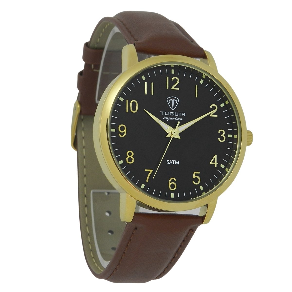 Relógio Unissex Tuguir Analógico Imperium TG30515 Preto e Marrom e Dourado Dourado 3