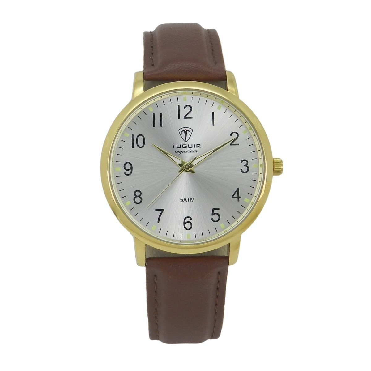 Relógio Unissex Tuguir Analógico Imperium TG30507 Branco e Marrom e Prata