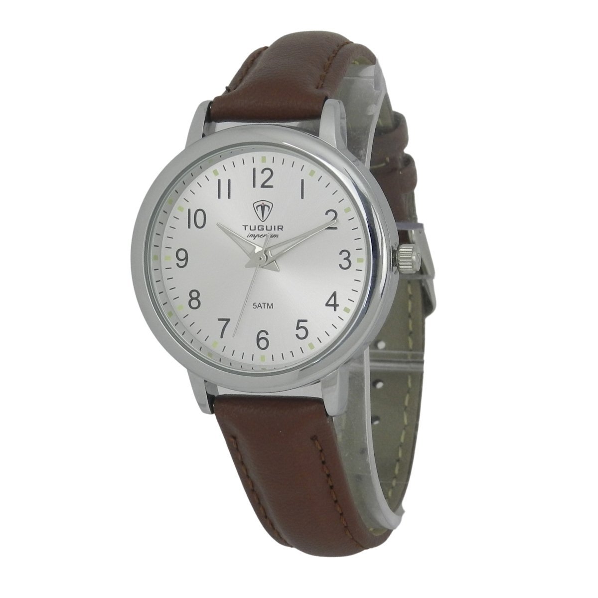 Relógio Unissex Tuguir Analógico Imperium TG30490 Prata e Marrom Dourado 4