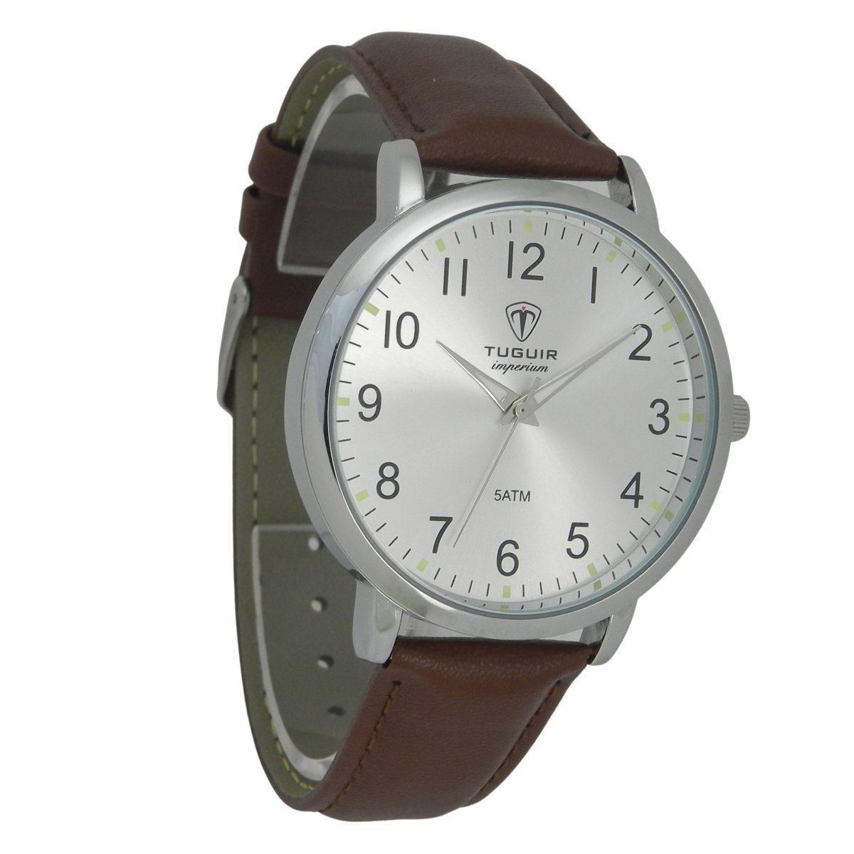 Relógio Unissex Tuguir Analógico Imperium TG30491 Prata e Marrom Dourado 3
