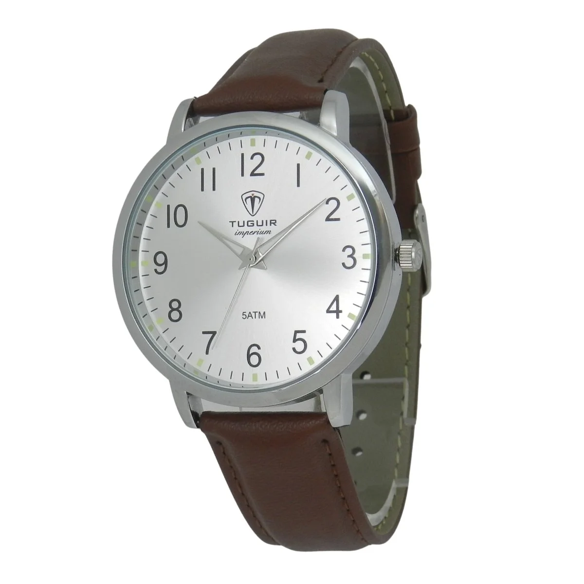 Relógio Unissex Tuguir Analógico Imperium TG30491 Prata e Marrom Dourado 4