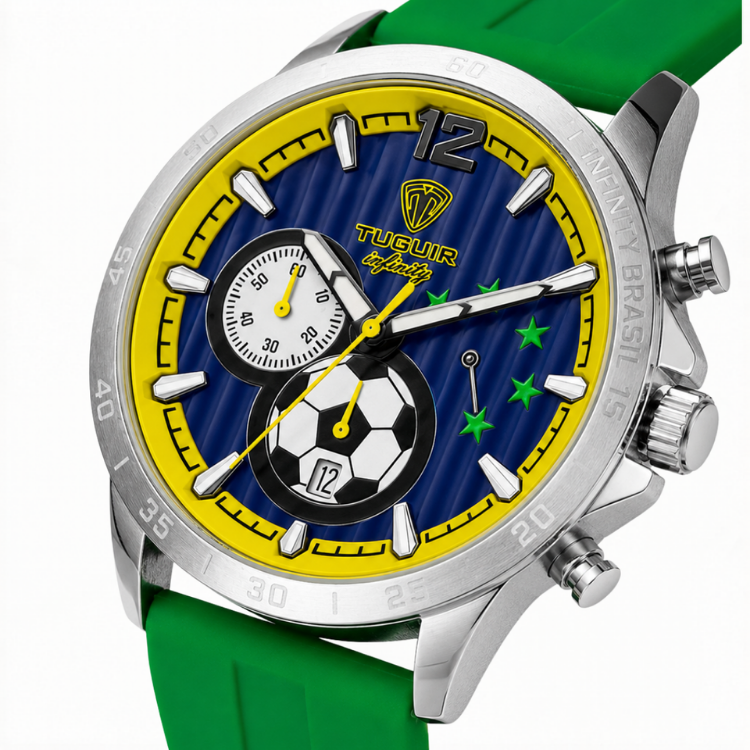 Relógio Masculino de Aço Tuguir Analógico Infinity TGI39001 Prata e Azul e Amarelo (DCRE: 2026/08227-2) Prara/Azul/Amarelo 3