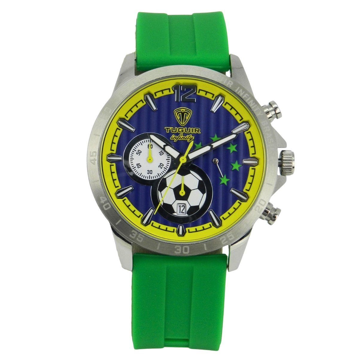 Relógio Masculino de Aço Tuguir Analógico Infinity TGI39001 Prata e Azul e Amarelo (DCRE: 2026/08227-2) Prara/Azul/Amarelo 5