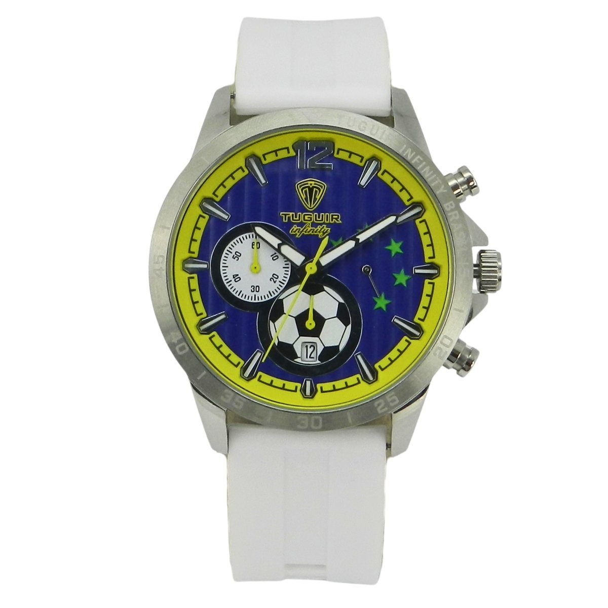Relógio Masculino de Aço Tuguir Analógico Infinity TGI39001 Prata e Azul e Amarelo (DCRE: 2026/08227-2) Prara/Azul/Amarelo 10