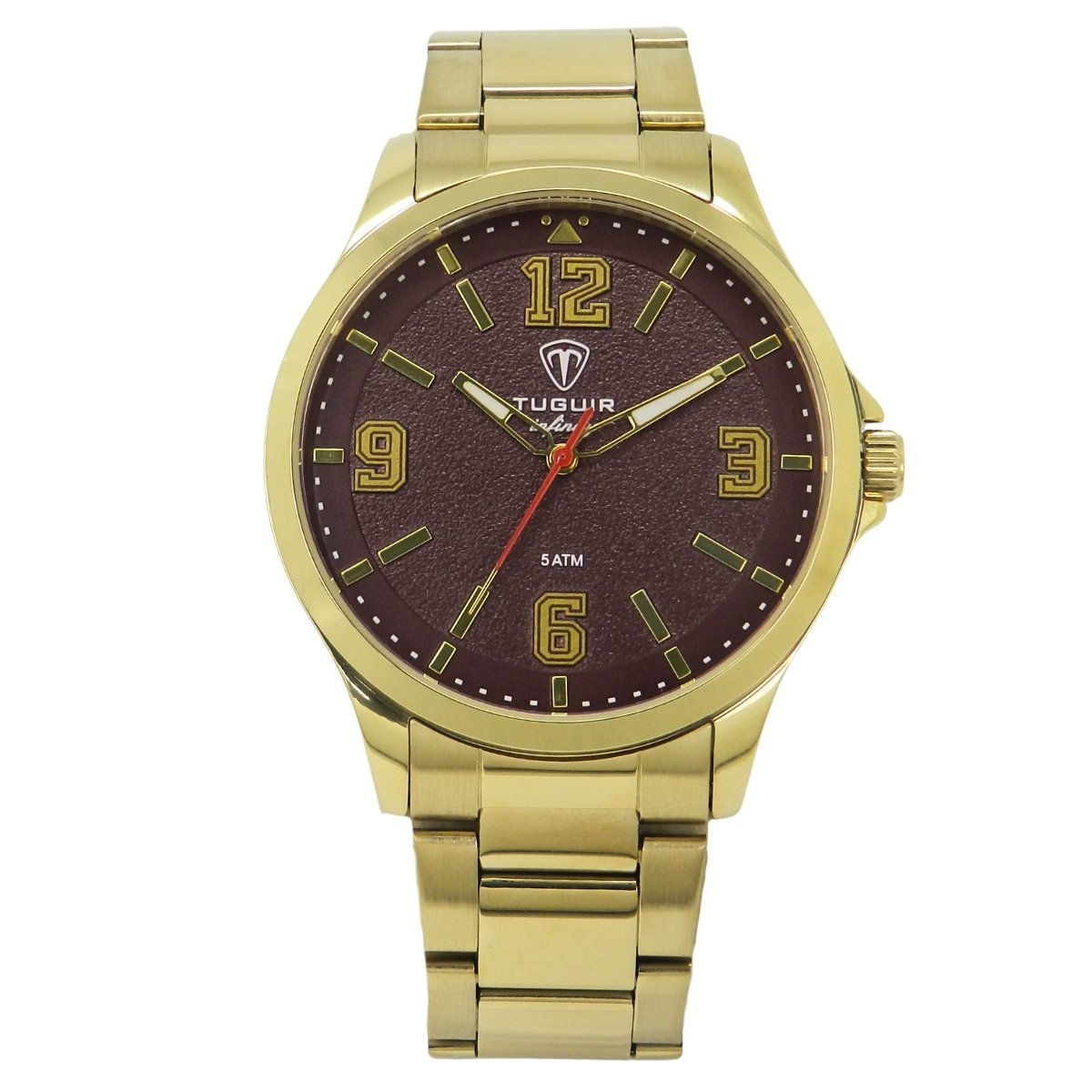 Relógio Masculino de Aço Tuguir Analógico Infinity TGI37242 Dourado  e Vermelho (DCRE: 2026/08233-7)