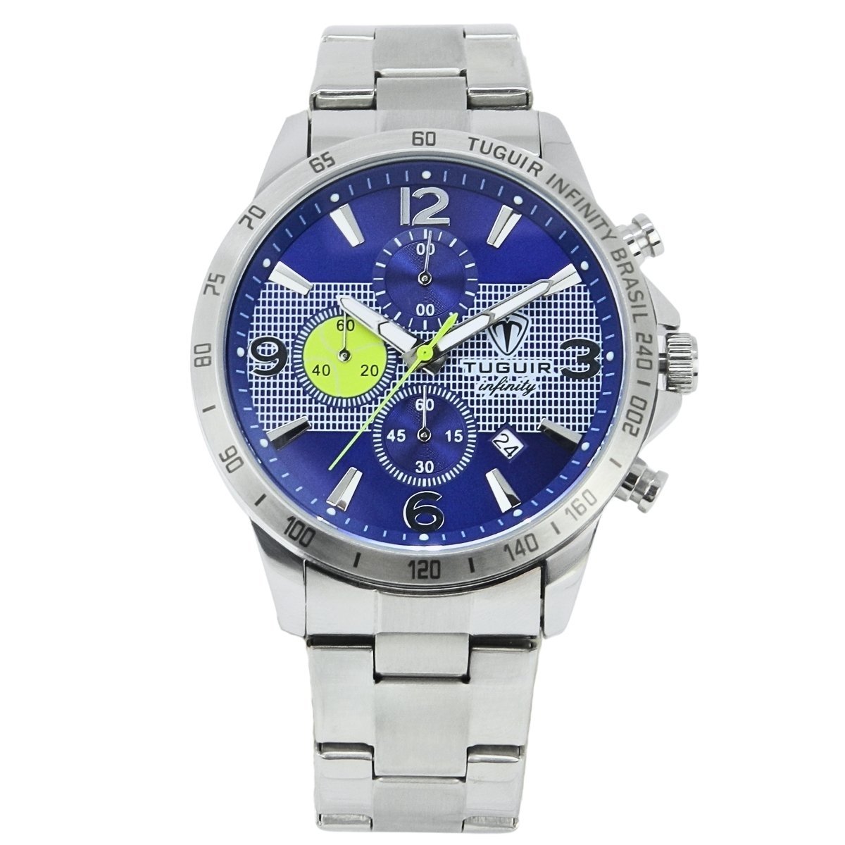 Relógio Masculino de Aço Tuguir Analógico Infinity TGI37245 Prata e Azul (DCRE: 2026/08227-2)
