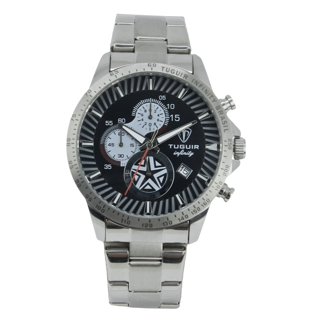 Relógio Masculino de Aço Tuguir Analógico Infinity TGI37244 Prata e Preto (DCRE: 2026/08227-2)