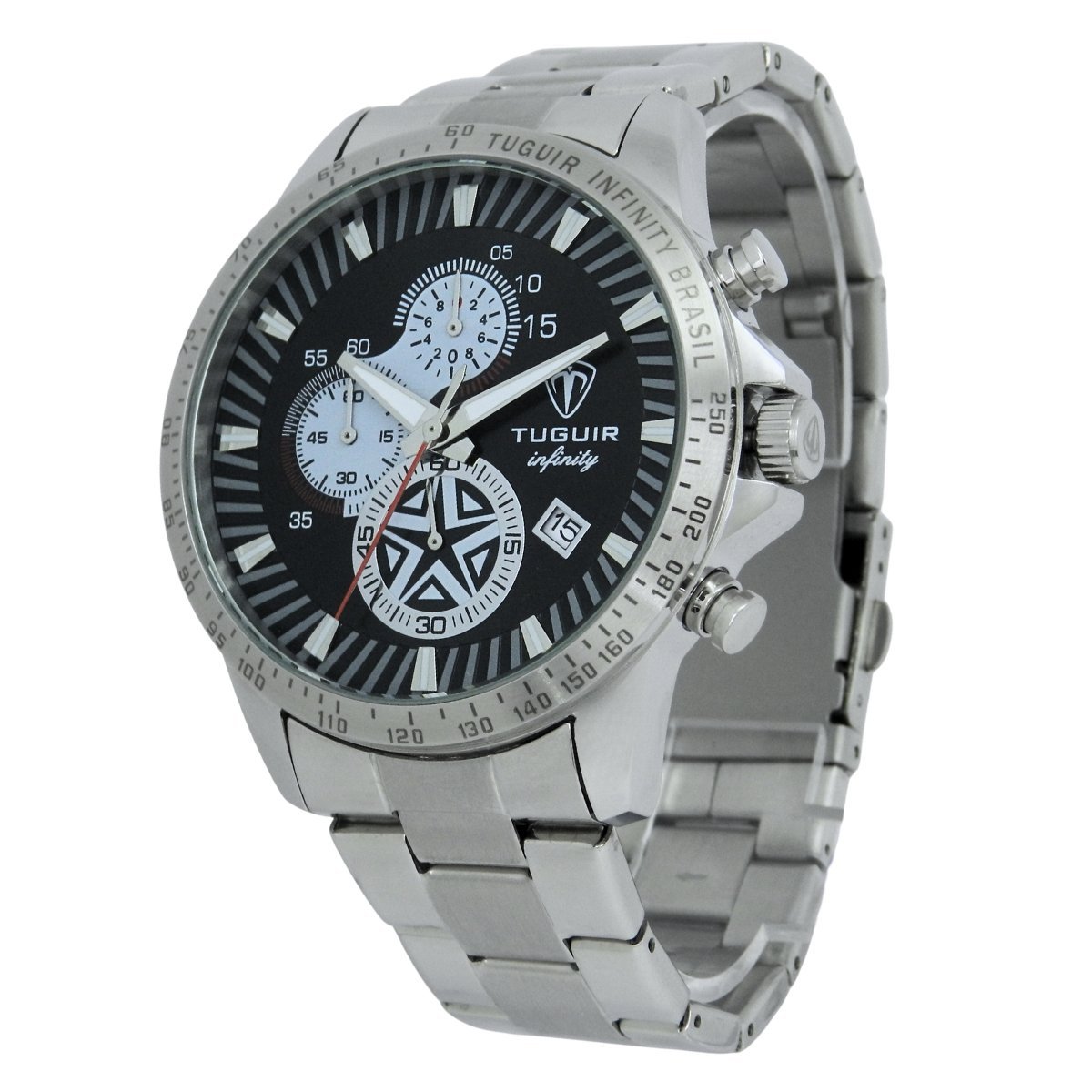 Relógio Masculino de Aço Tuguir Analógico Infinity TGI37244 Prata e Preto (DCRE: 2026/08227-2) Prata 5
