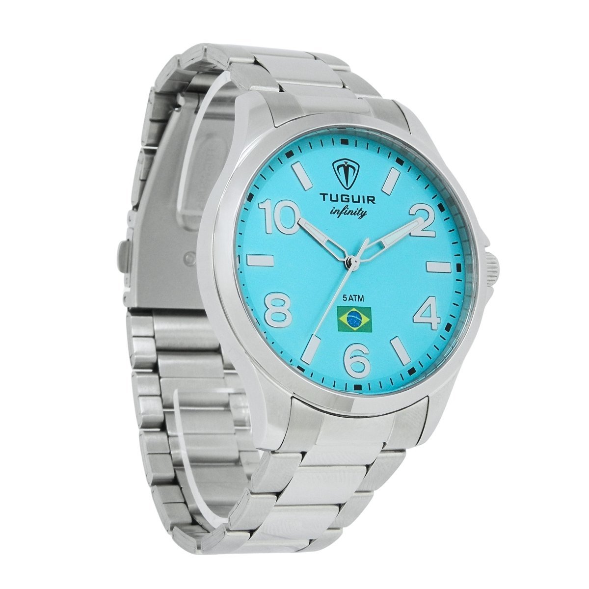 Relógio Masculino de Aço Tuguir Analógico Infinity TGI37229 Prata e Ciano (DCRE: 2026/08233-7) Prata 4