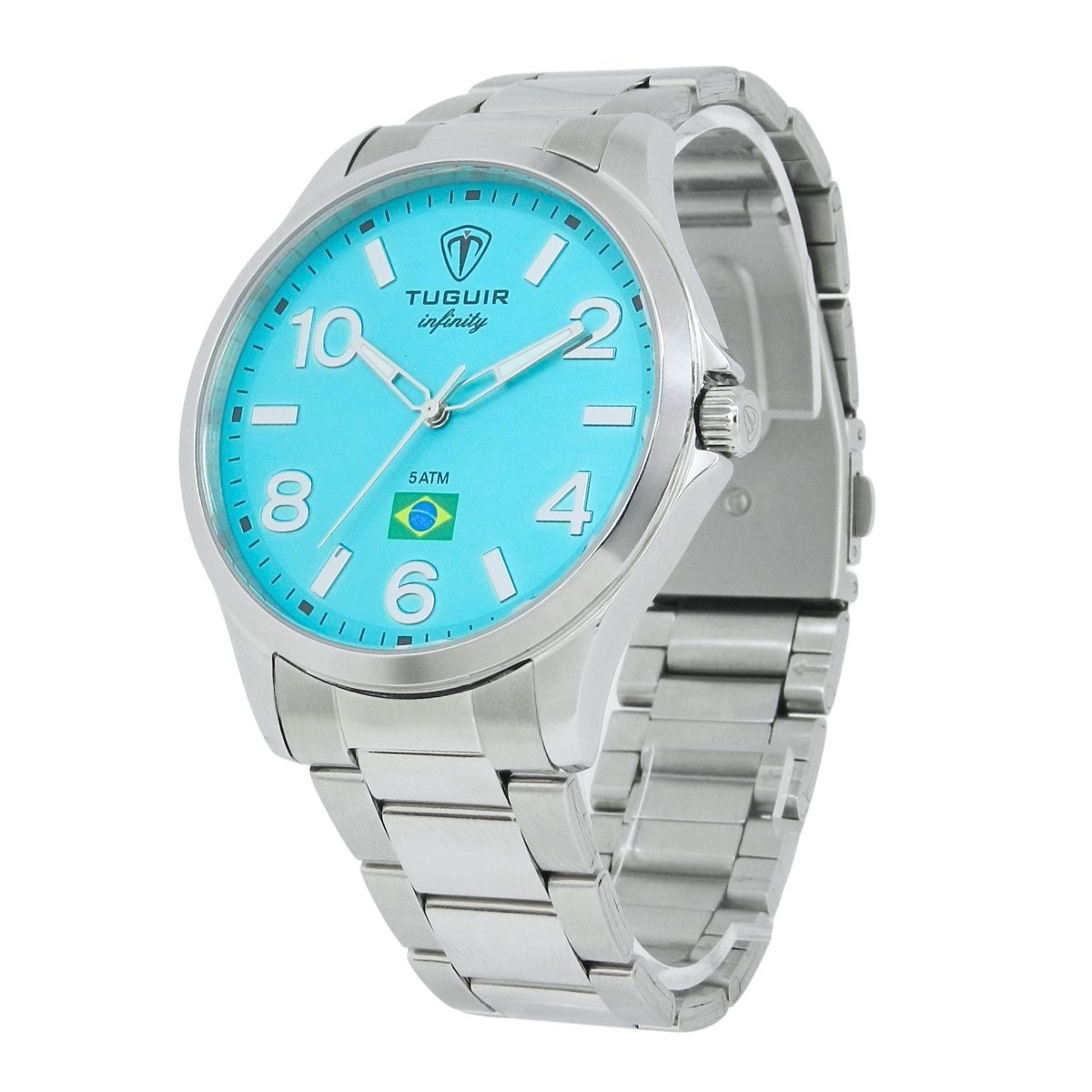 Relógio Masculino de Aço Tuguir Analógico Infinity TGI37229 Prata e Ciano (DCRE: 2026/08233-7) Prata 5