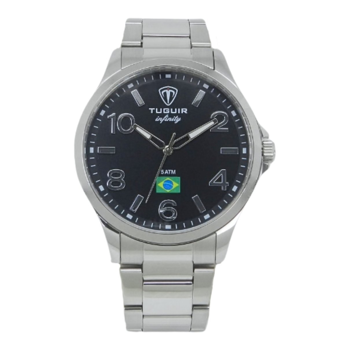 Relógio Masculino de Aço Tuguir Analógico Infinity TGI37225 Prata e Preto (DCRE: 2026/08233-7)