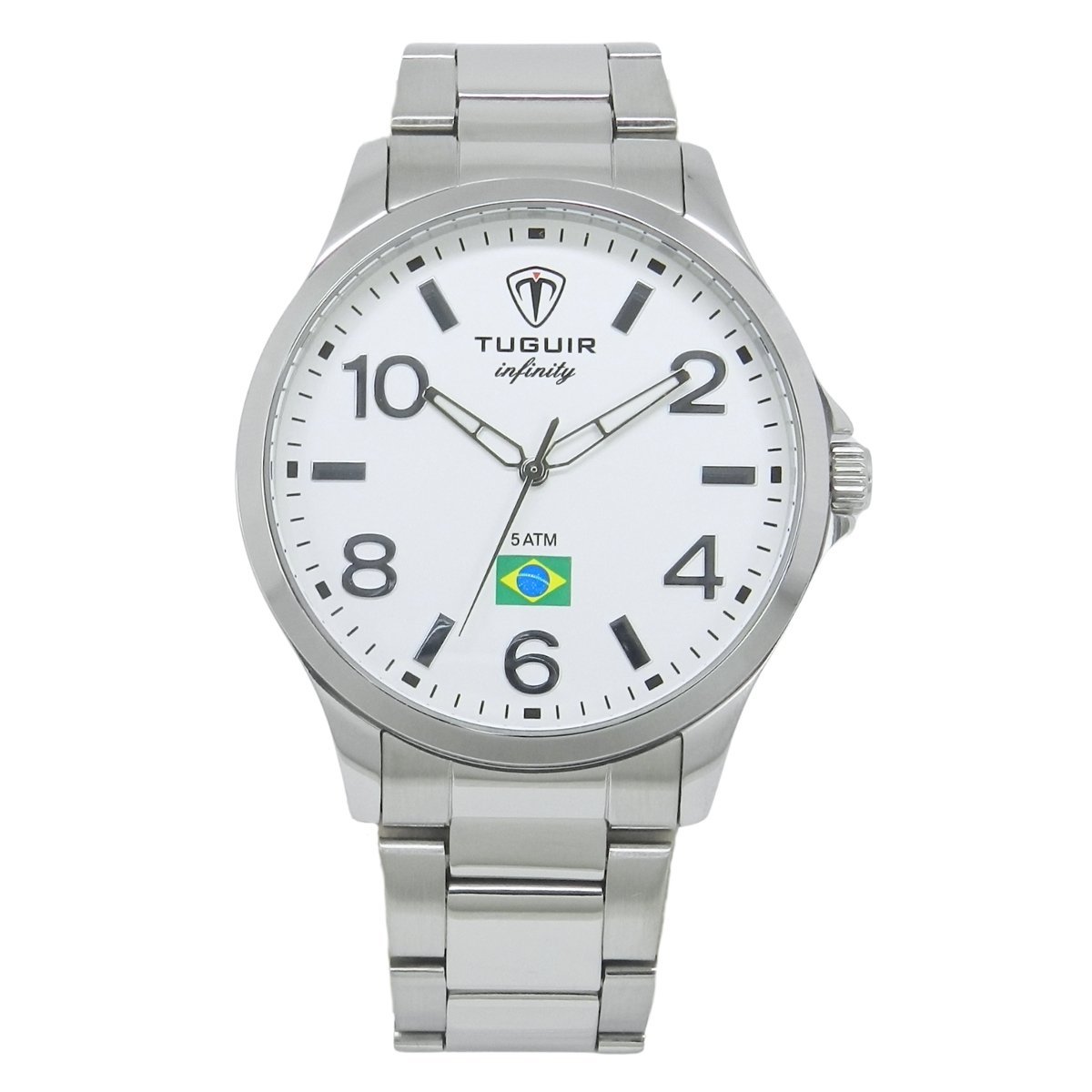Relógio Masculino de Aço Tuguir Analógico Infinity TGI37226 Prata e Branco (DCRE: 2026/08233-7)