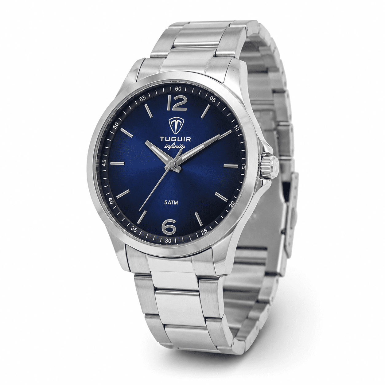 Relógio Masculino de Aço Tuguir Analógico Infinity TGI37219 Prata e Azul (DCRE: 2026/08233-7)
