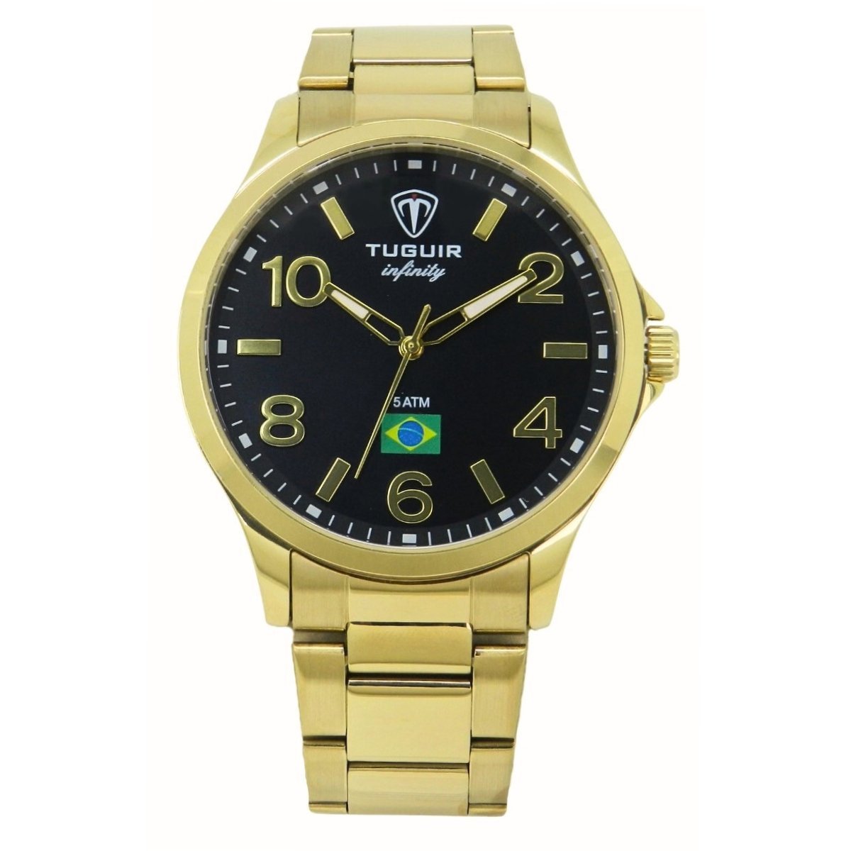 Relógio Masculino de Aço Tuguir Analógico Infinity TGI37230 Dourado e Preto (DCRE: 2026/08233-7)