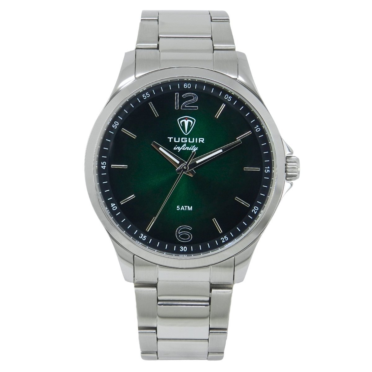Relógio Masculino de Aço Tuguir Analógico Infinity TGI37220 Prata e Verde (DCRE: 2026/08233-7)