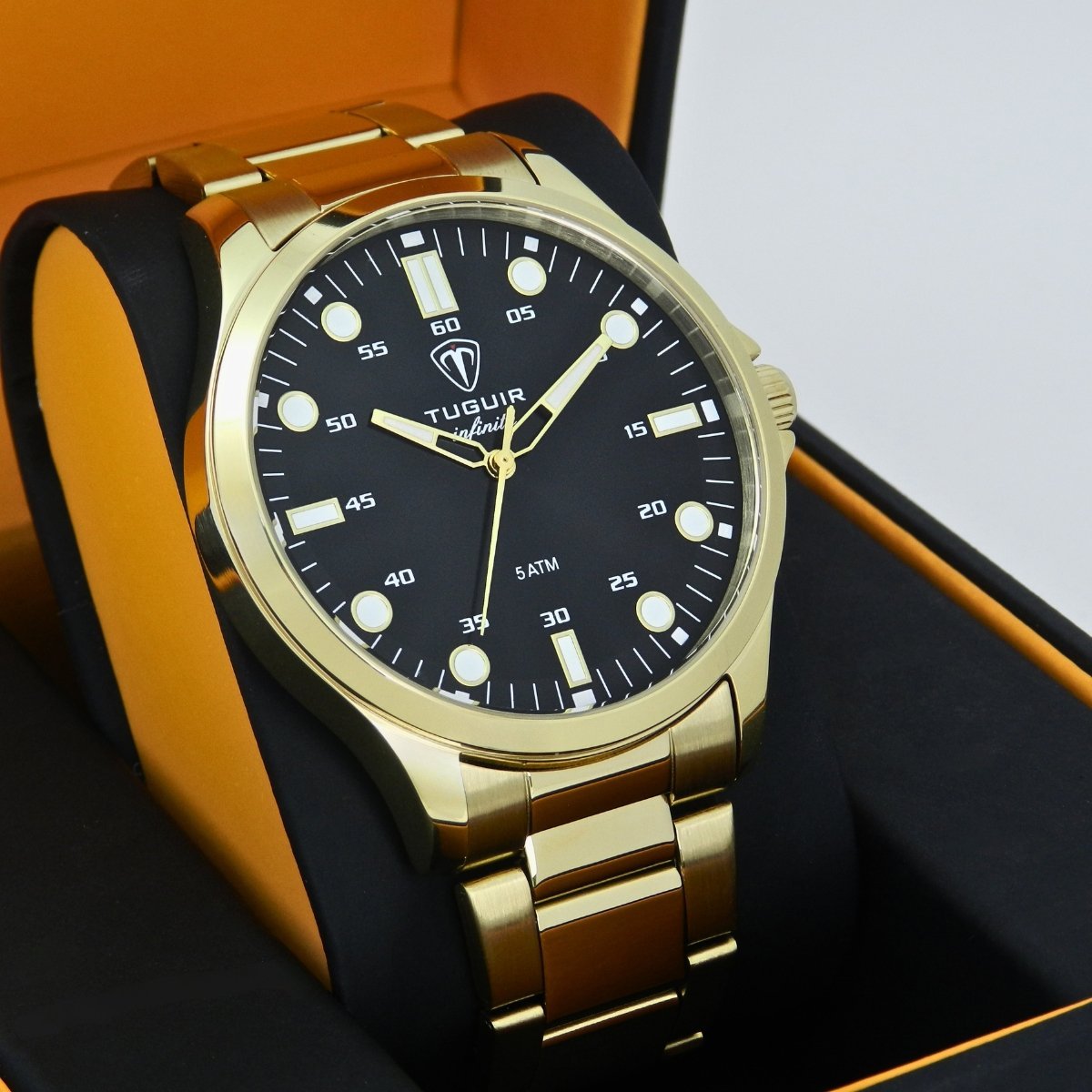 Relógio Masculino de Aço Tuguir Analógico Infinity TGI37217 Dourado e Preto (DCRE: 2026/08233-7) Dourado 3