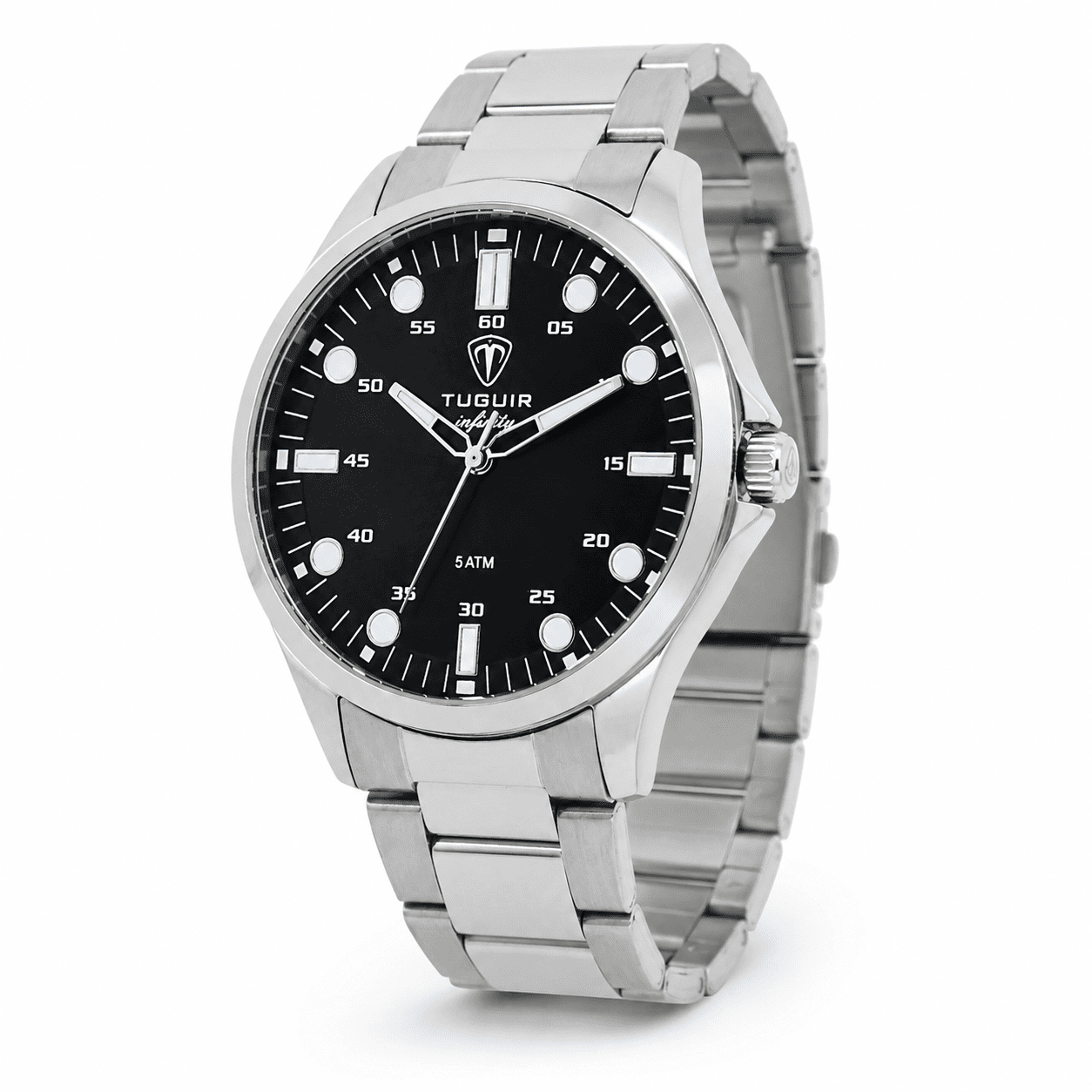 Relógio Masculino de Aço Tuguir Analógico Infinity TGI37215 Prata e Preto (DCRE: 2026/08233-7)