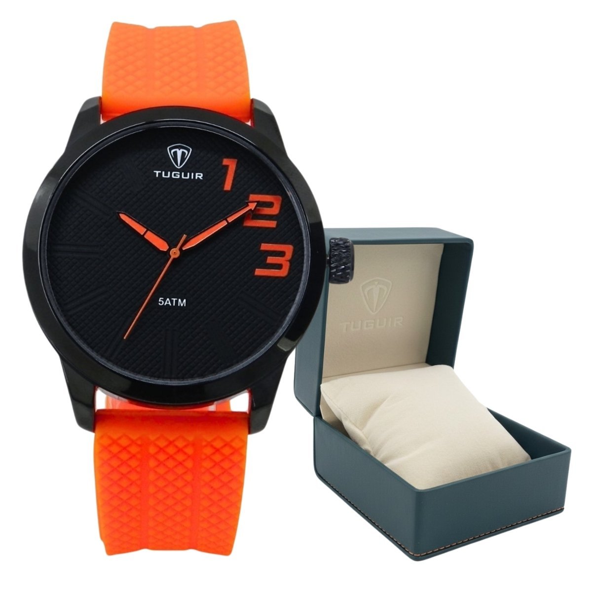 Relógio Masculino Tuguir Analógico TG224 Laranja e Preto (DCRE: 2023/04993-2) Preto/Laranja 2