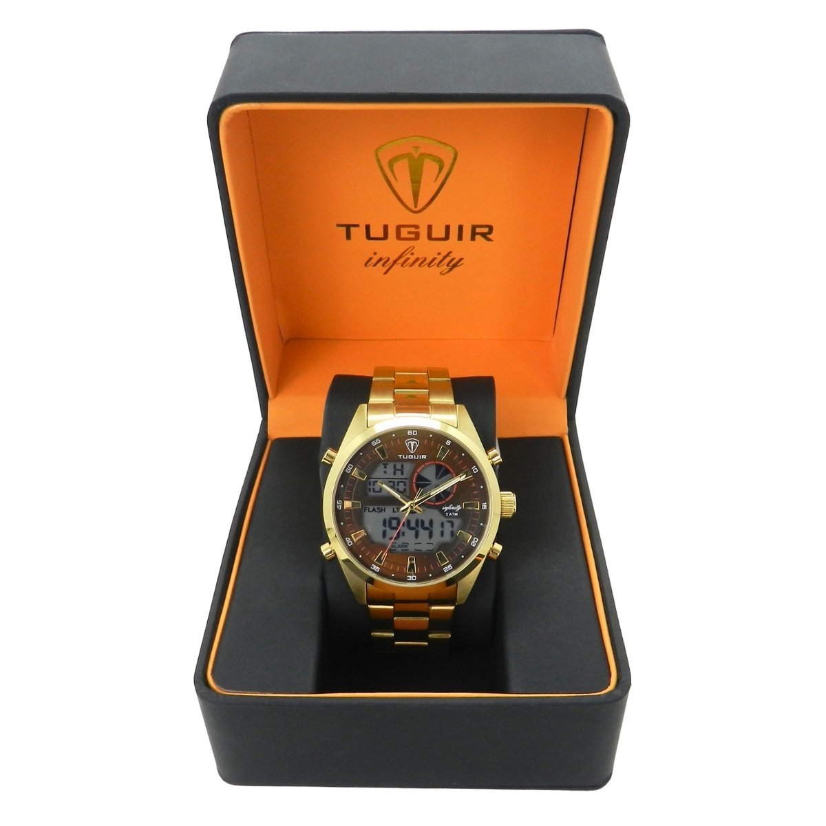 Relógio Masculino de Aço Tuguir AnaDigi Infinity GCS-1265 Dourado e Marrom (DCRE: 2024/14985-0) Dourado 2