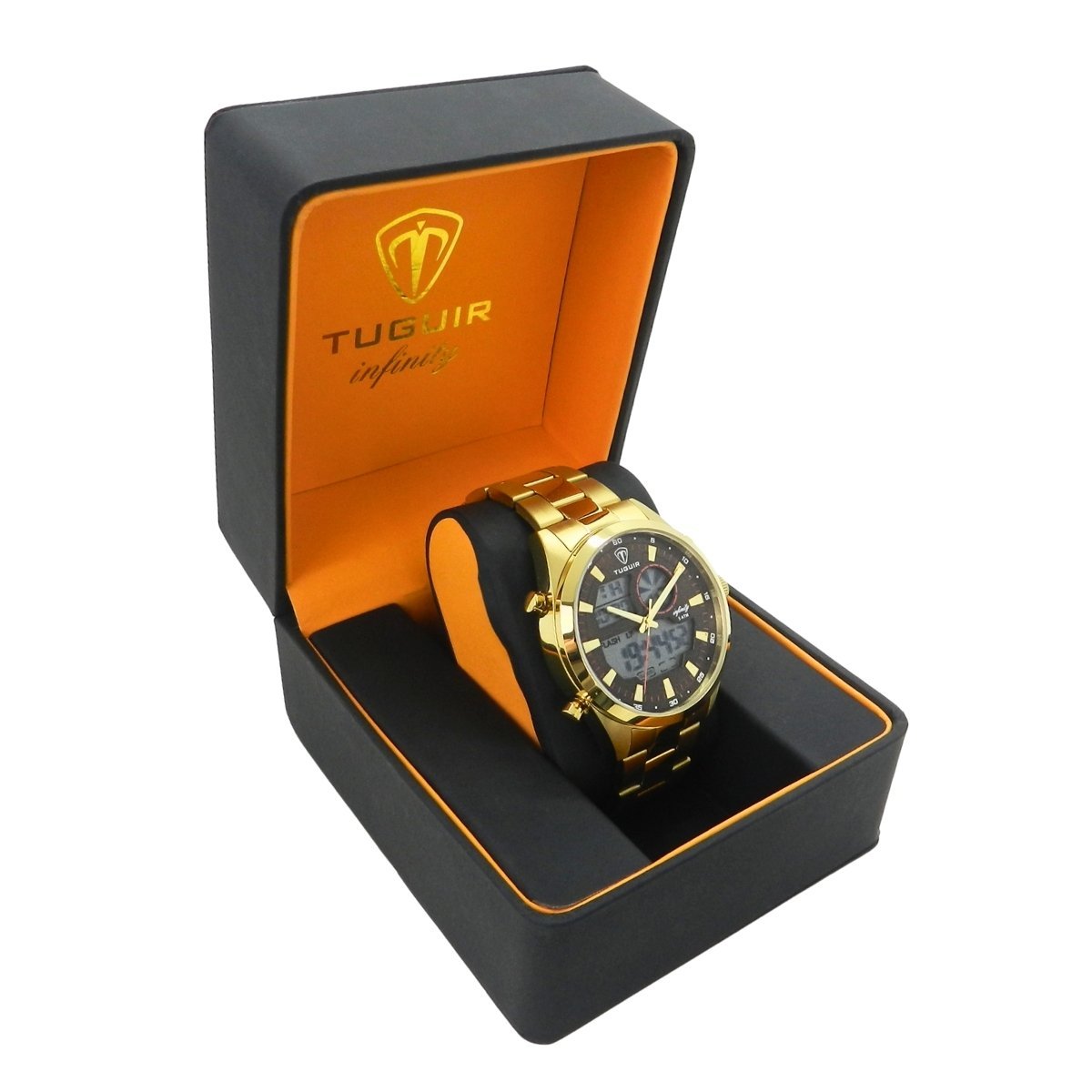 Relógio Masculino de Aço Tuguir AnaDigi Infinity GCS-1265 Dourado e Marrom (DCRE: 2024/14985-0) Dourado 3