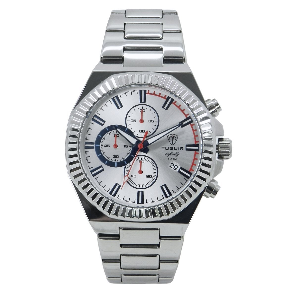 Relógio Cronógrafo Masculino de Aço Tuguir Analógico Infinity GCS-1272 Prata (DCRE: 2024/15948-0)