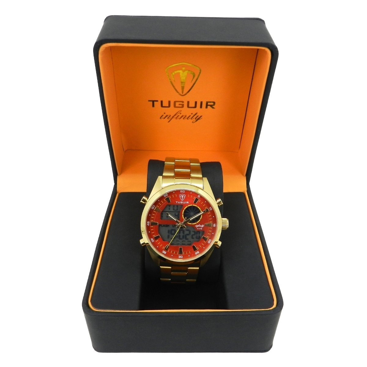Relógio Masculino de Aço Tuguir AnaDigi Infinity GCS-1265 Dourado e Vermelho (DCRE: 2024/14985-0) Dourado 2