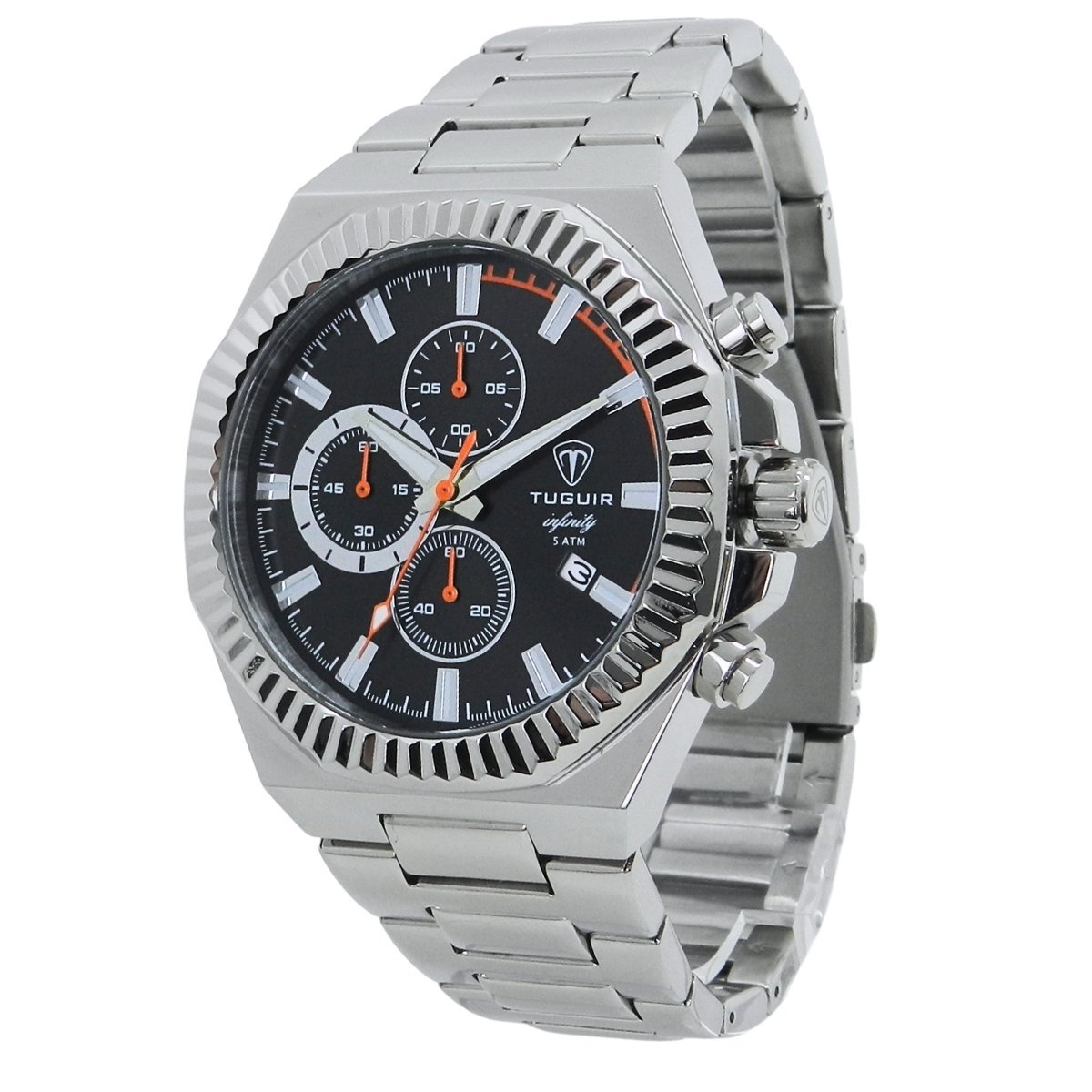 Relógio Cronógrafo Masculino de Aço Tuguir Analógico Infinity GCS-1272 Prata e Preto (DCRE: 2024/15948-0) Prata 5