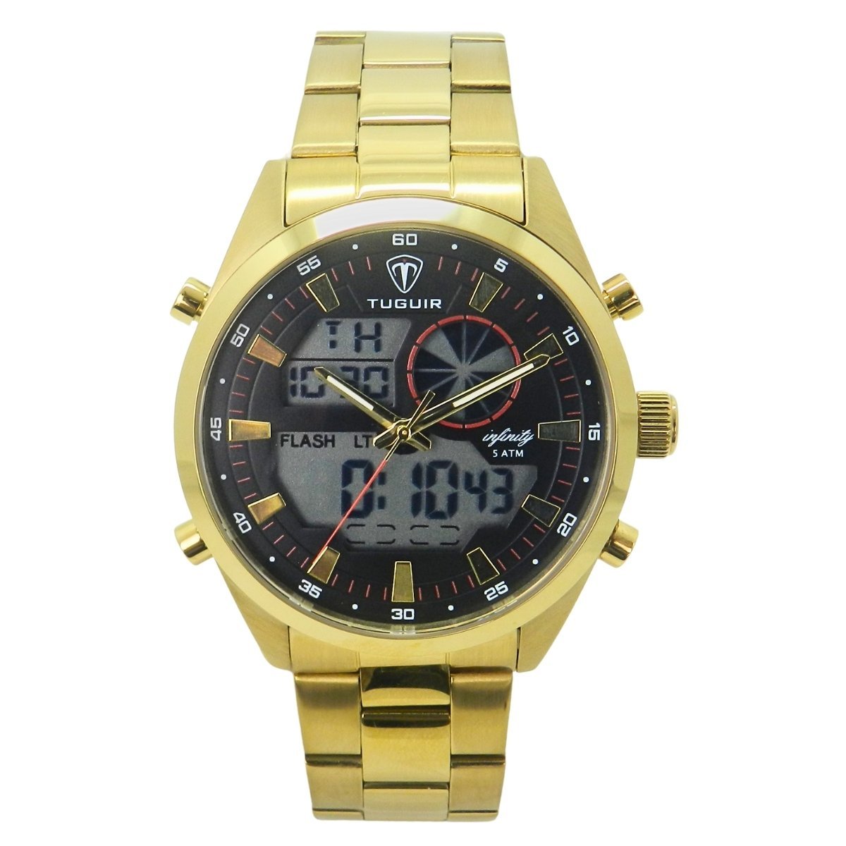 Relógio Masculino de Aço Tuguir AnaDigi Infinity GCS-1265 Dourado e Preto (DCRE: 2024/14985-0)