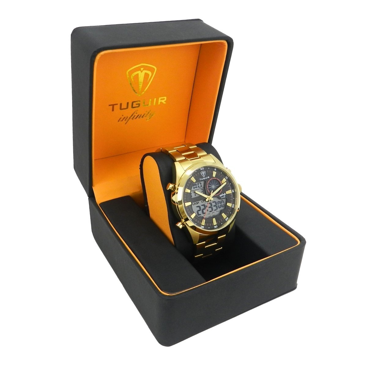 Relógio Masculino de Aço Tuguir AnaDigi Infinity GCS-1265 Dourado e Preto (DCRE: 2024/14985-0) Dourado 3
