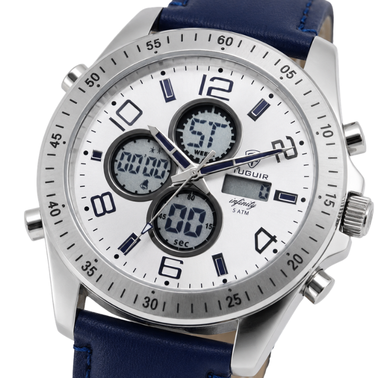 Relógio Masculino de Aço Tuguir AnaDigi Infinity GCS-1274 Prata (DCRE: 2024/14985-0)