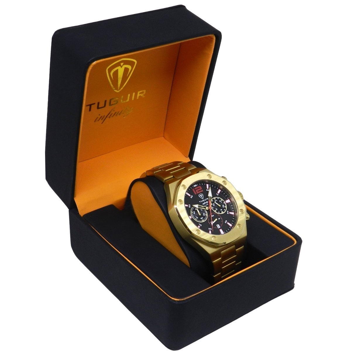 Relógio Cronógrafo Masculino de Aço Tuguir Analógico Infinity GCS-1271 Dourado e Preto (DCRE: 2024/15948-0) Dourado 3