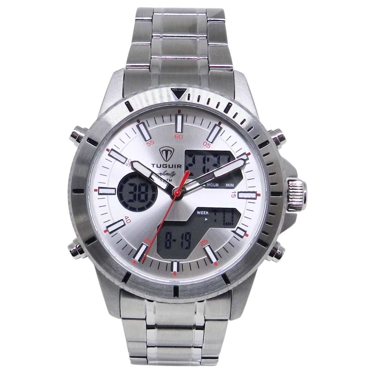 Relógio Masculino de Aço Tuguir AnaDigi Infinity GCS-1269 Prata (DCRE: 2024/14985-0)
