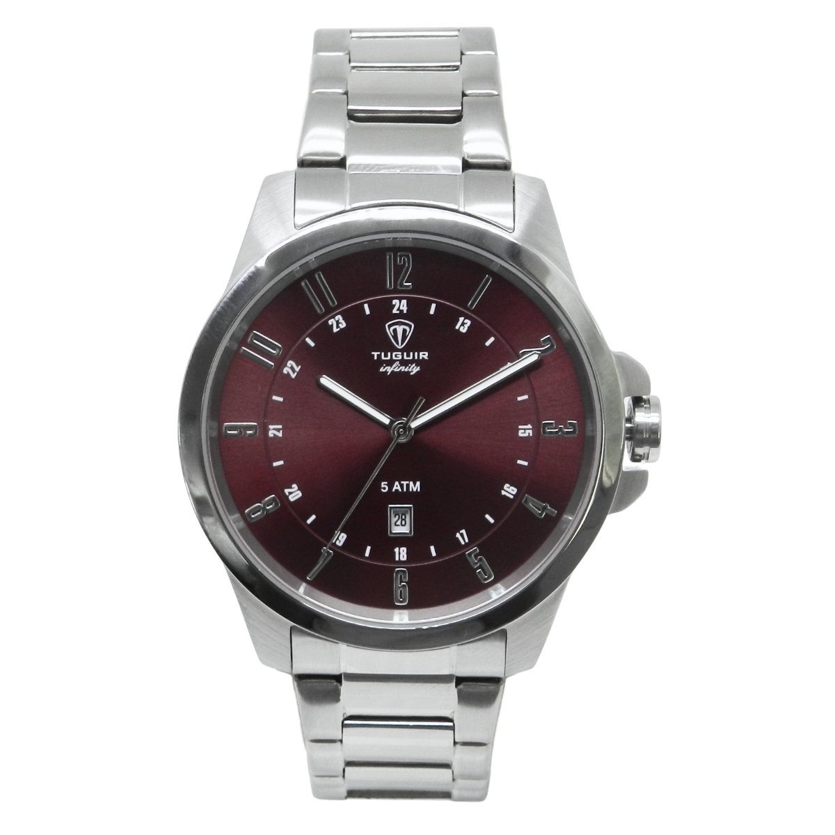 Relógio Masculino de Aço Tuguir Analógico Infinity 6117H Prata e Vermelho (DCRE: 2024/14948-5)