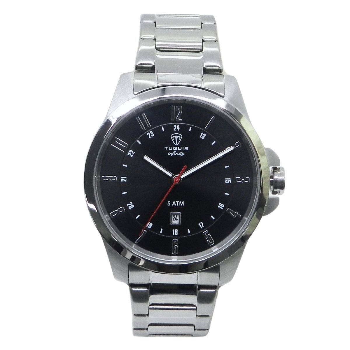 Relógio Masculino de Aço Tuguir Analógico Infinity 6117H Prata e Preto (DCRE: 2024/14948-5)