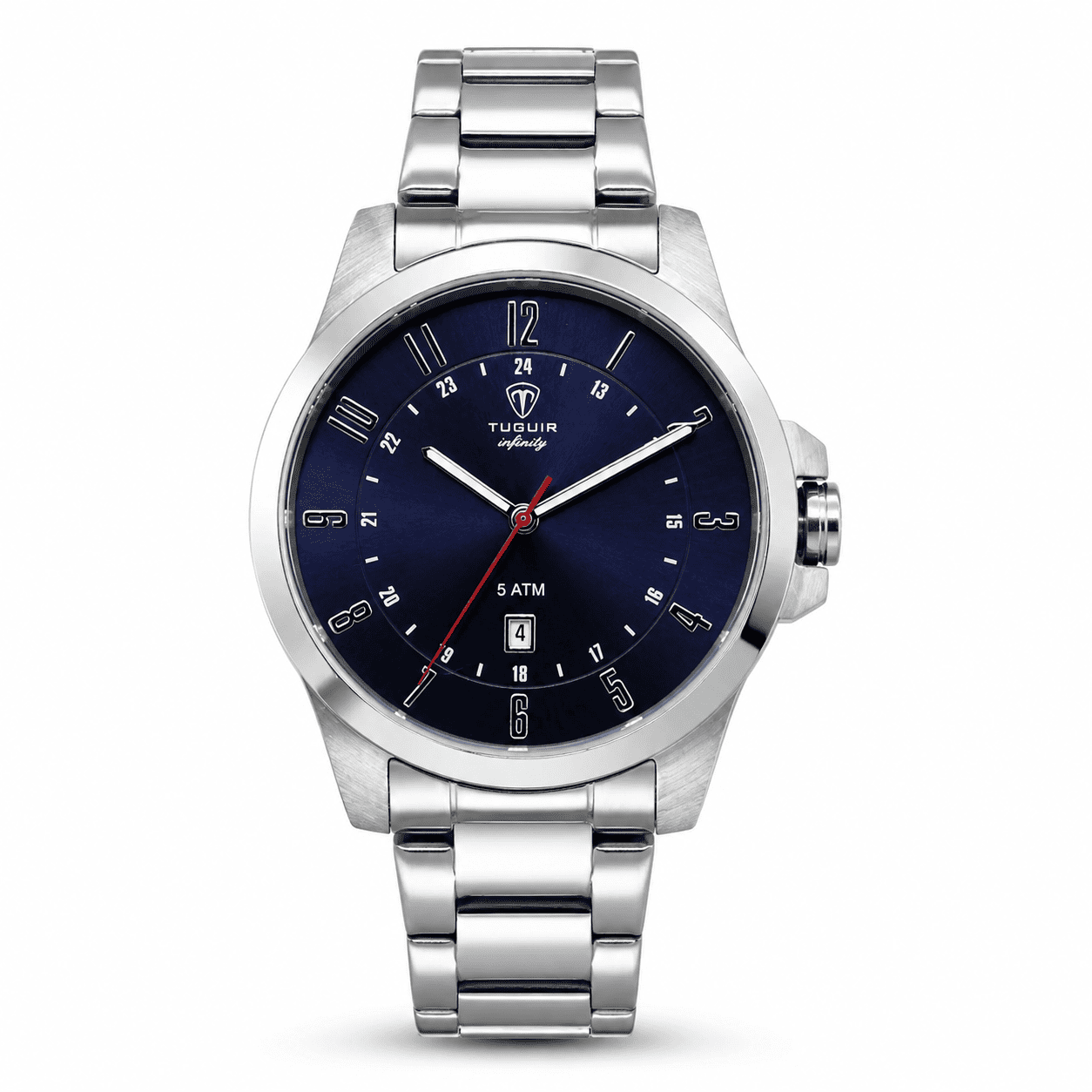 Relógio Masculino de Aço Tuguir Analógico Infinity 6117H Prata e Azul (DCRE: 2024/14948-5)