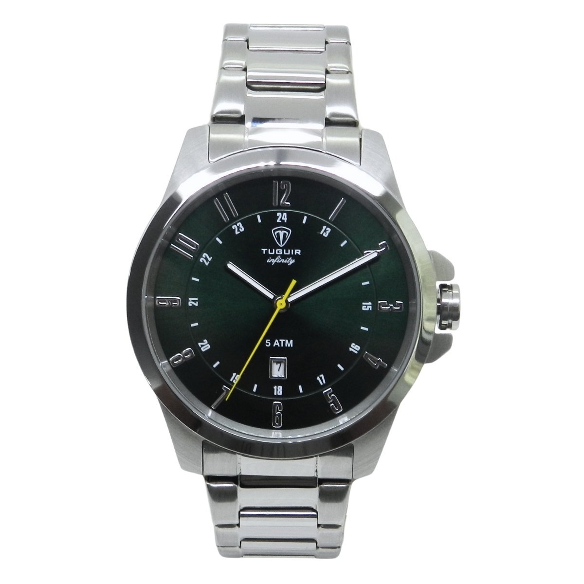 Relógio Masculino de Aço Tuguir Analógico Infinity 6117H Prata e Verde (DCRE: 2024/14948-5)