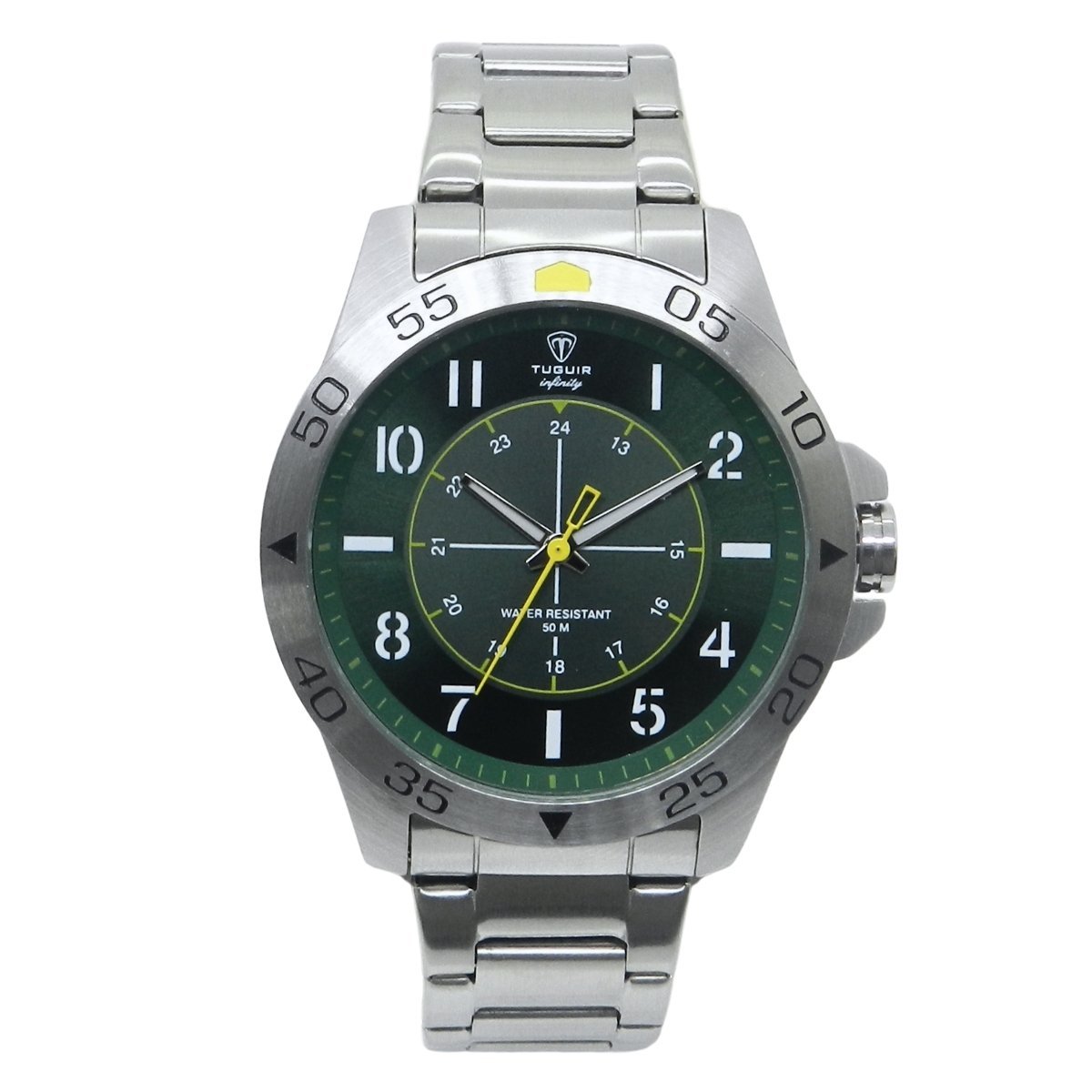 Relógio Masculino de Aço Tuguir Analógico Infinity 9167F Prata e Verde e Amarelo (DCRE: 2024/14948-5) Prata 6