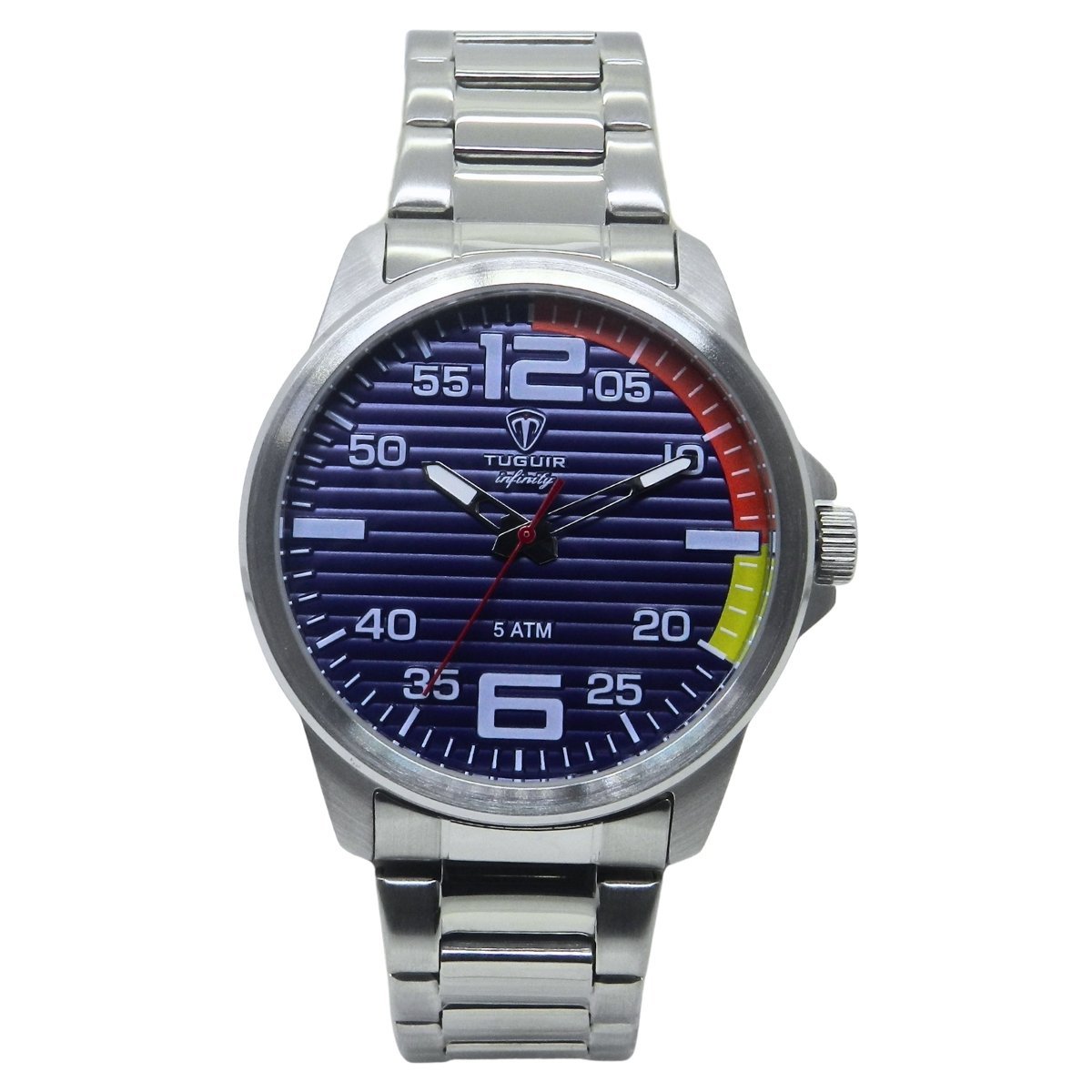 Relógio Masculino de Aço Tuguir Analógico Infinity 9169A Prata e Azul e Laranja (DCRE: 2024/14948-5) Prata 2