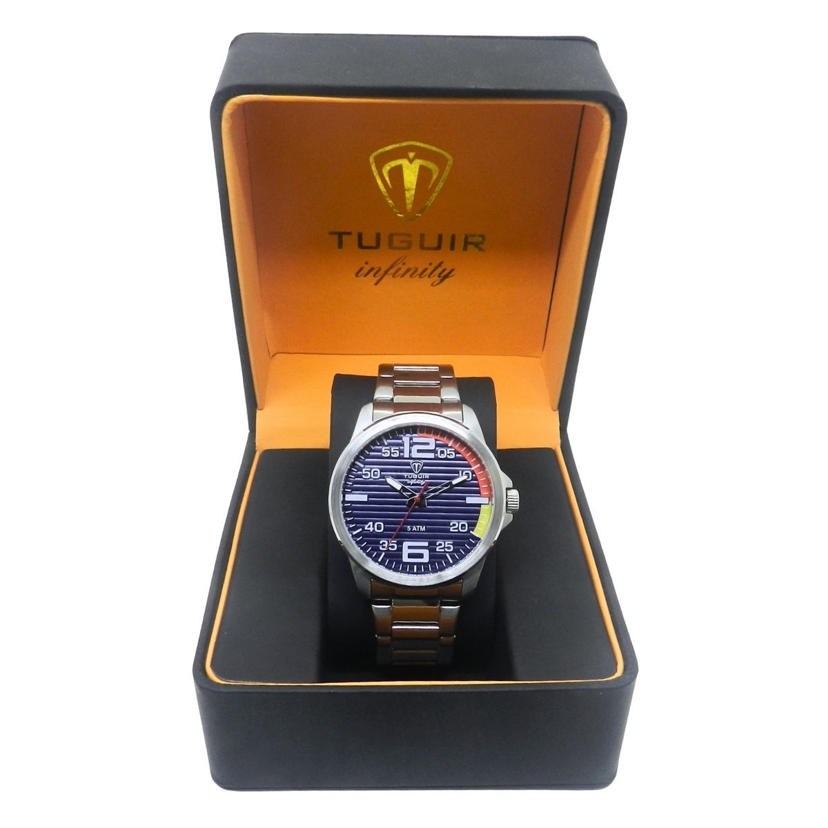 Relógio Masculino de Aço Tuguir Analógico Infinity 9169A Prata e Azul e Laranja (DCRE: 2024/14948-5) Prata 3