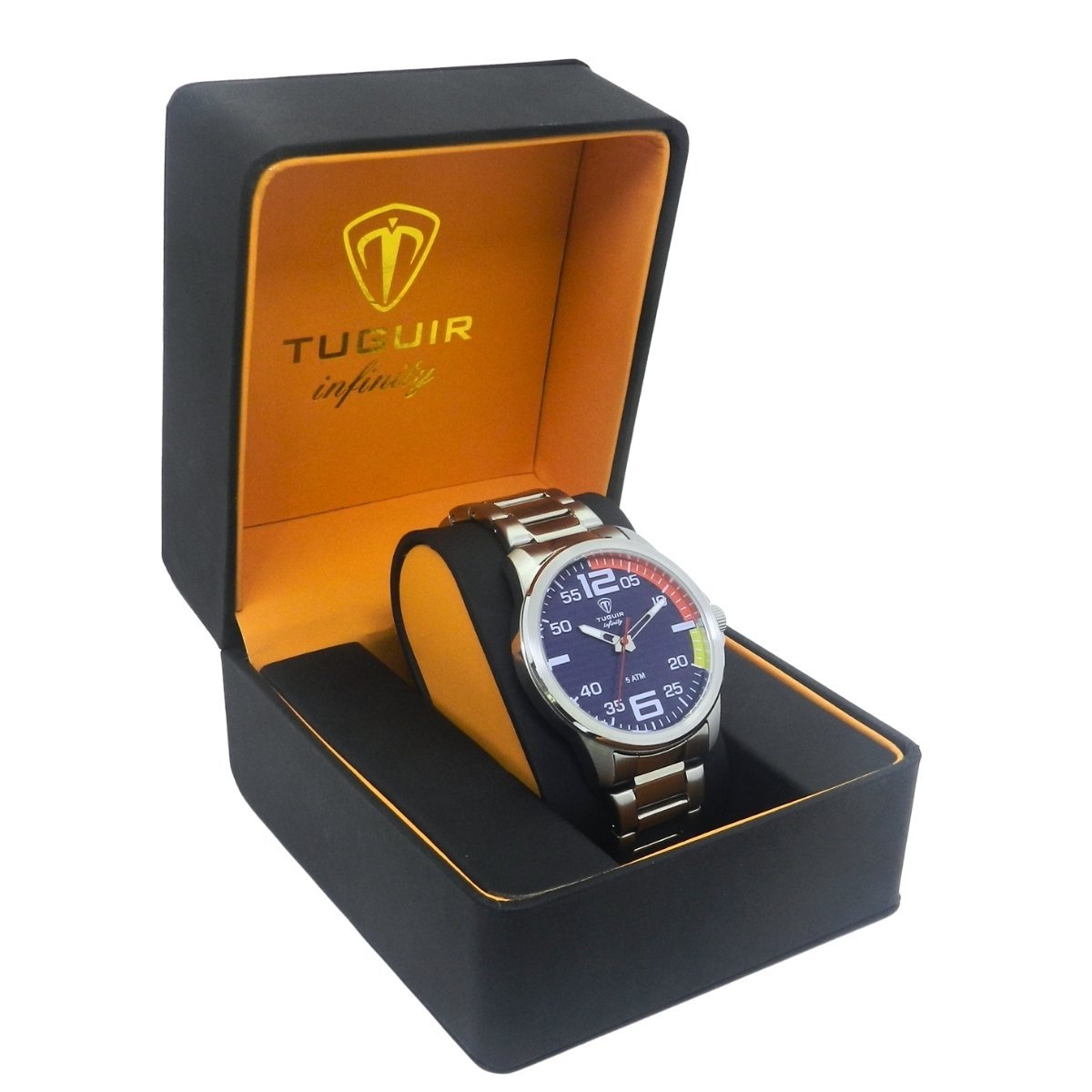 Relógio Masculino de Aço Tuguir Analógico Infinity 9169A Prata e Azul e Laranja (DCRE: 2024/14948-5) Prata 4