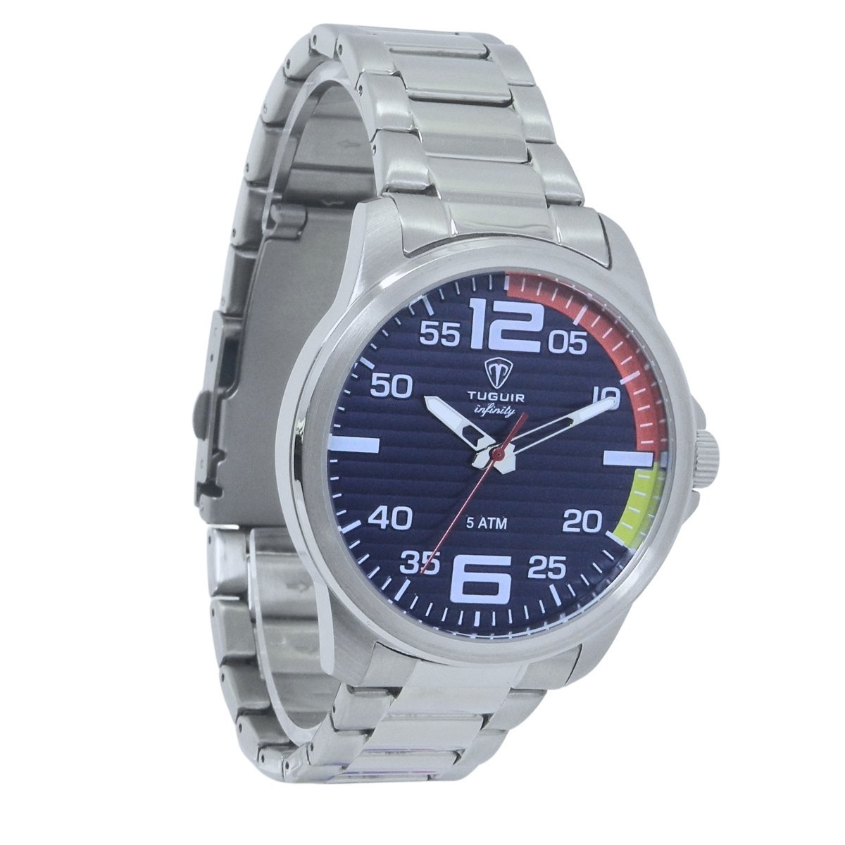 Relógio Masculino de Aço Tuguir Analógico Infinity 9169A Prata e Azul e Laranja (DCRE: 2024/14948-5) Prata 5