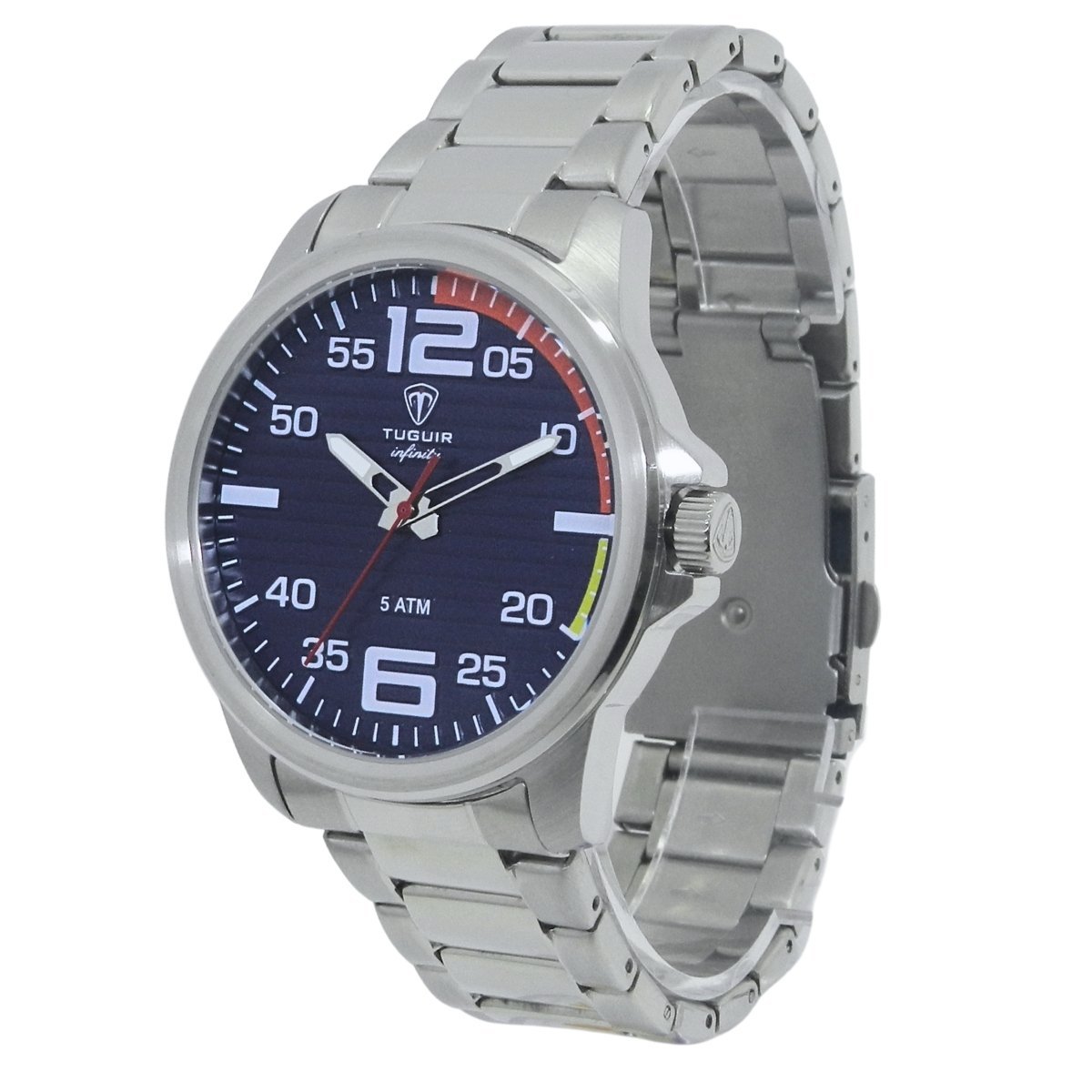 Relógio Masculino de Aço Tuguir Analógico Infinity 9169A Prata e Azul e Laranja (DCRE: 2024/14948-5) Prata 6