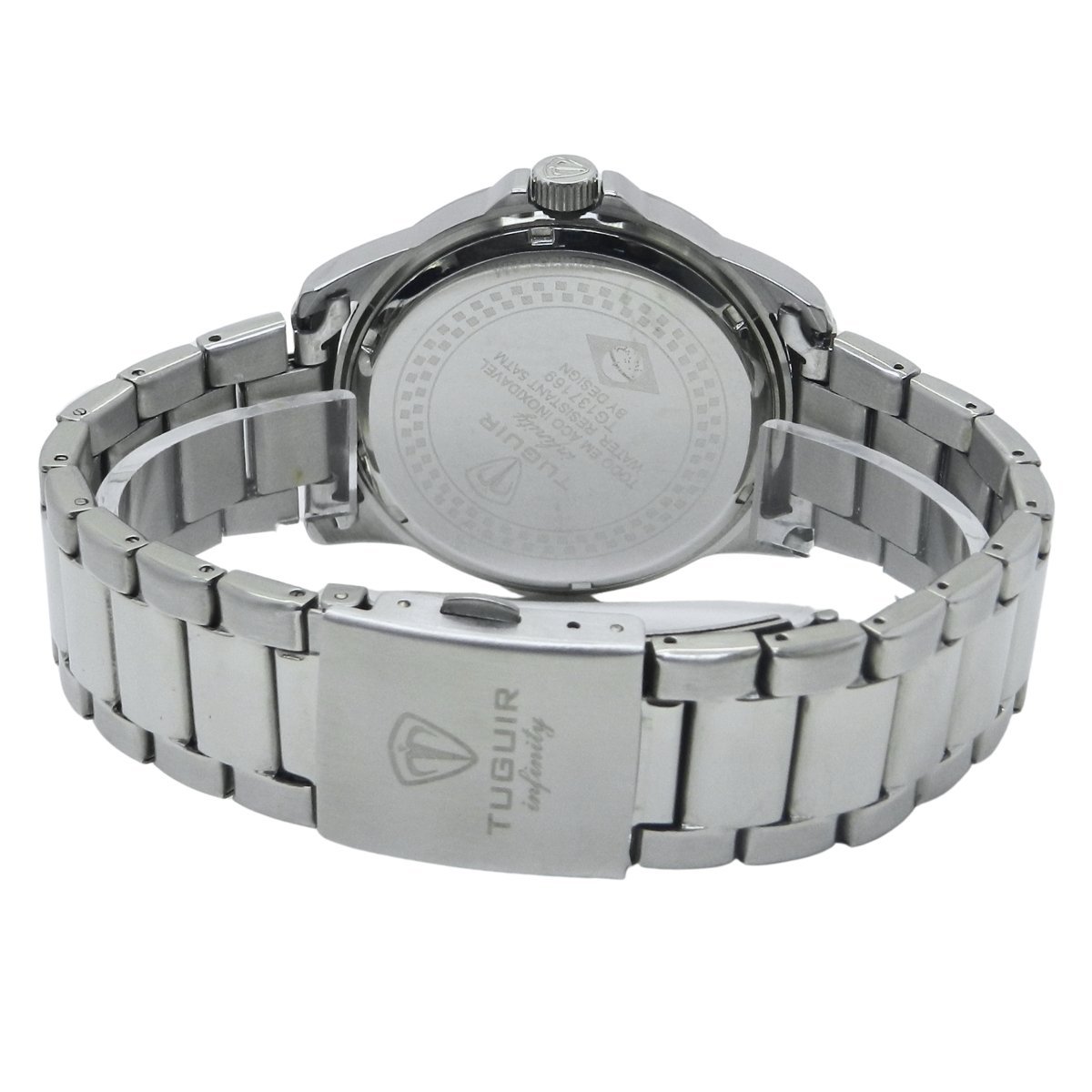 Relógio Masculino de Aço Tuguir Analógico Infinity 9169A Prata e Azul e Laranja (DCRE: 2024/14948-5)