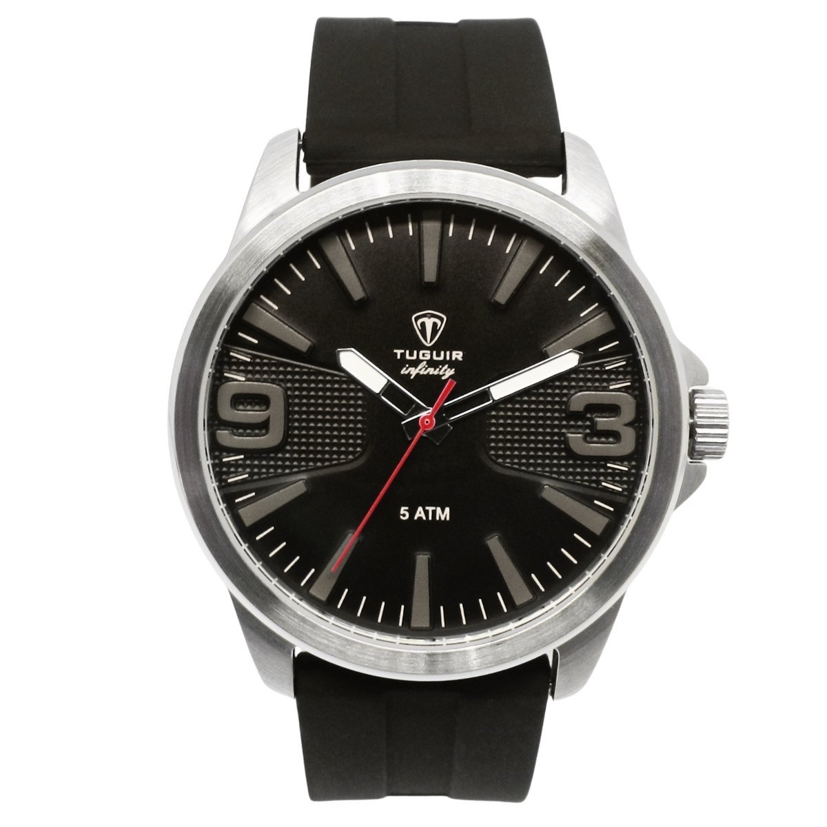 Relógio Masculino de Aço Tuguir Analógico Infinity 9169L Prata e Preto (DCRE: 2024/14948-5)