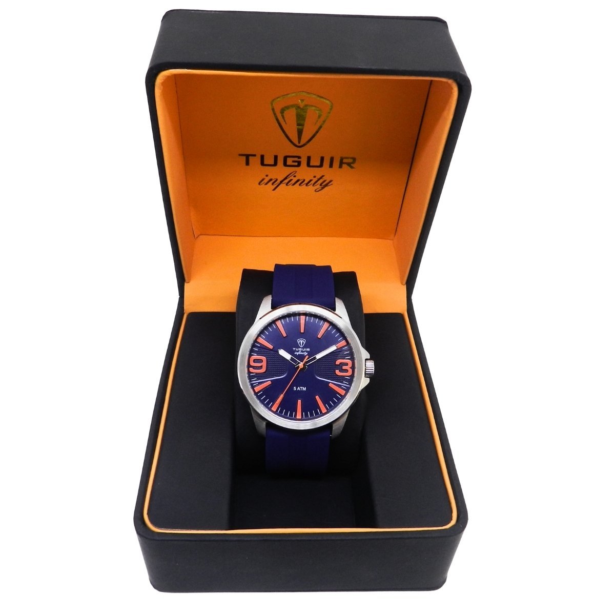 Relógio Masculino de Aço Tuguir Analógico Infinity 9169L Prata e Azul e Laranja (DCRE: 2024/14948-5) Prata/Azul 2