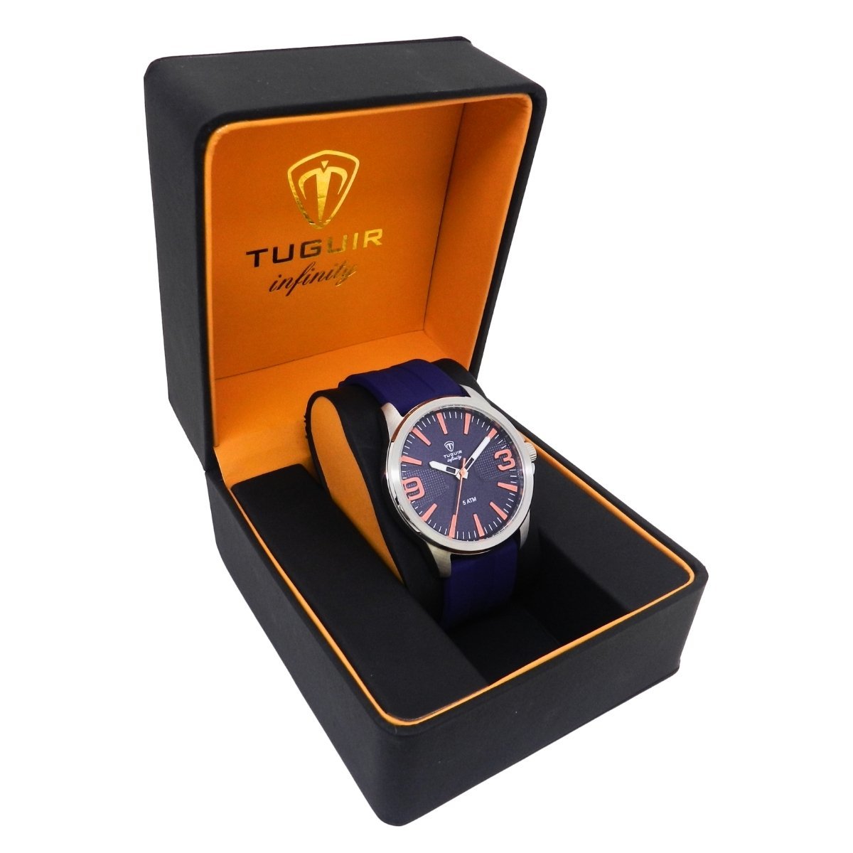 Relógio Masculino de Aço Tuguir Analógico Infinity 9169L Prata e Azul e Laranja (DCRE: 2024/14948-5) Prata/Azul 3