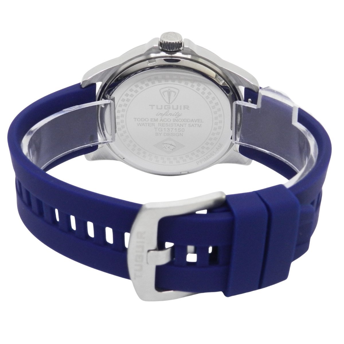 Relógio Masculino de Aço Tuguir Analógico Infinity 9169L Prata e Azul e Laranja (DCRE: 2024/14948-5) Prata/Azul 6