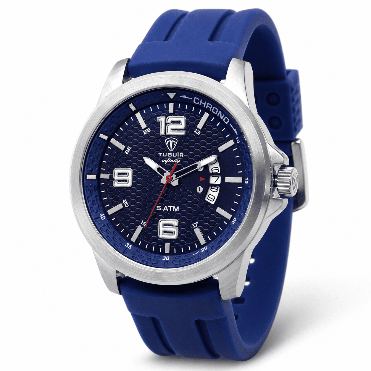 Relógio Masculino de Aço Tuguir Analógico Infinity 9169F Prata e Azul (DCRE: 2024/14948-5) Prata/Azul 2